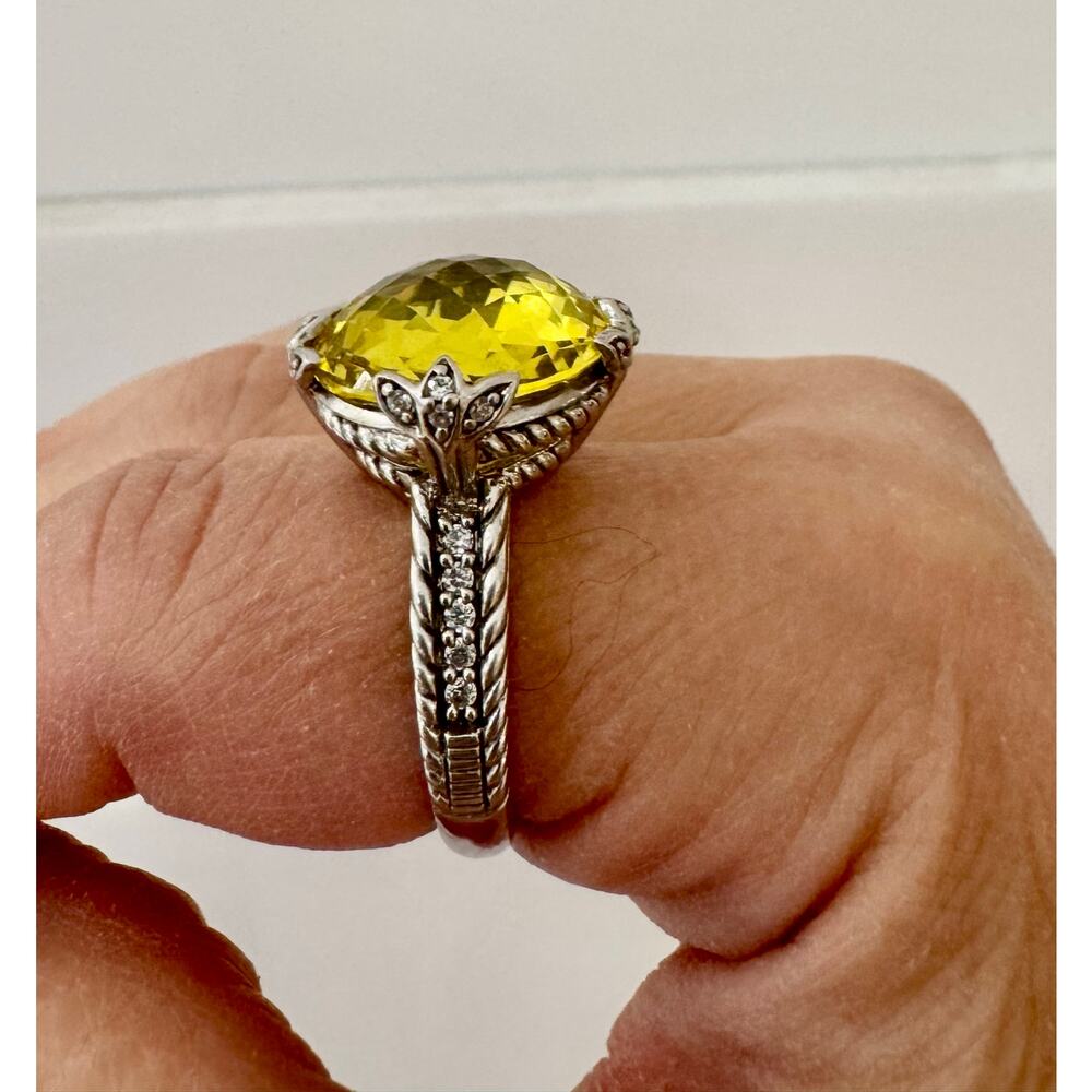 Judith Ripka Sterling Silver Yellow Gemstone Cocktail Ring Size 7 to Size 8 - Picture 9 of 10